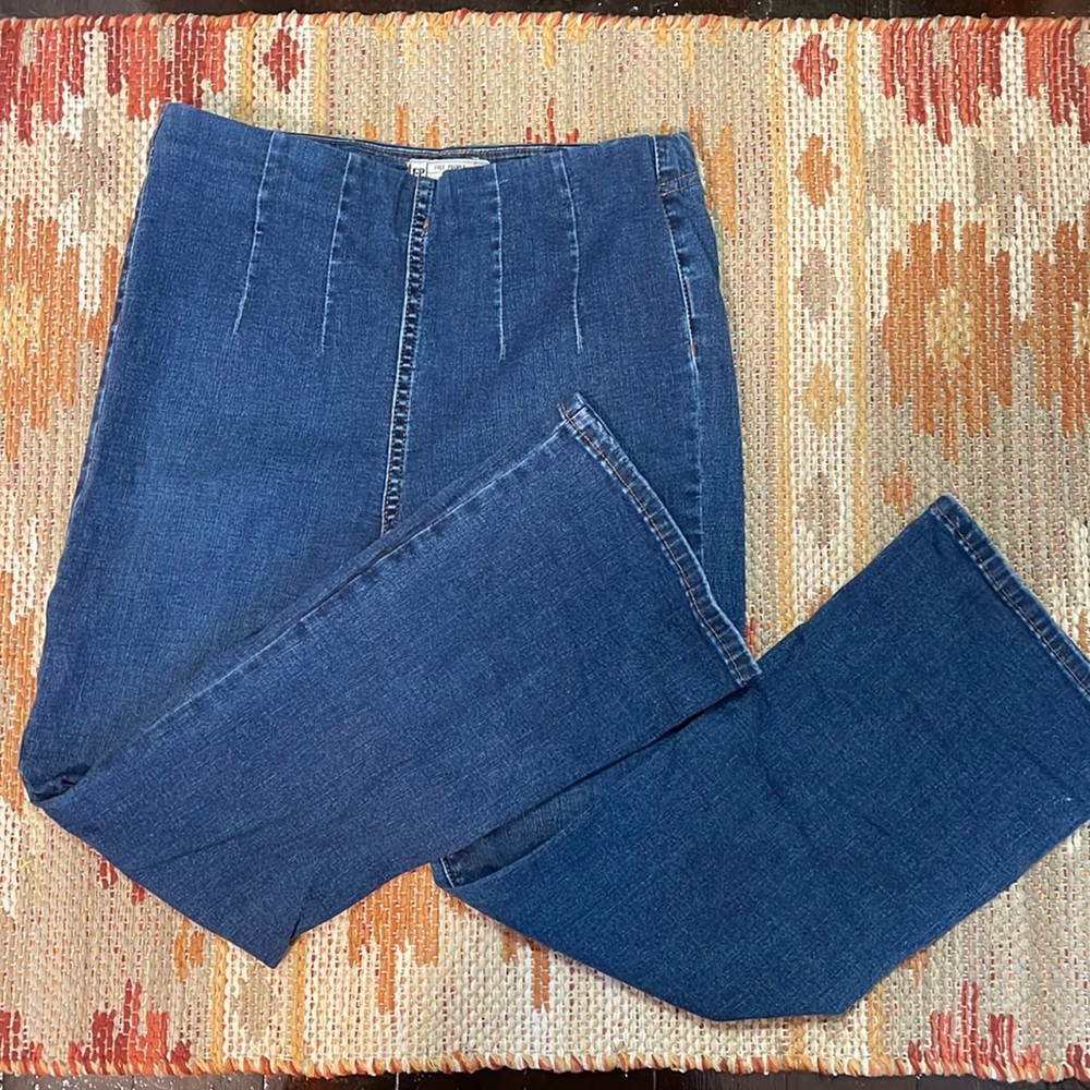 free people stretch waist cropped length pull on high rise jeans